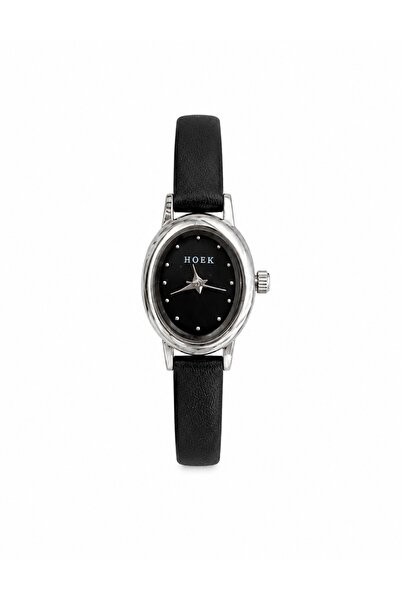 HOEK Luna Noir Black Dial Stone Detailed Leather Cord Women's Wristwatch