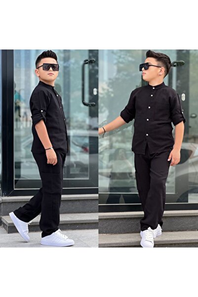Lucky kidswear Costum bărbătesc de sărbătoare cu guler înalt și cămașă