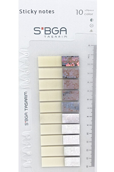 sibga tasarım Simli Parlak Gümüş Rengi Postit Post-it Post it. Kitap Ayracı A...