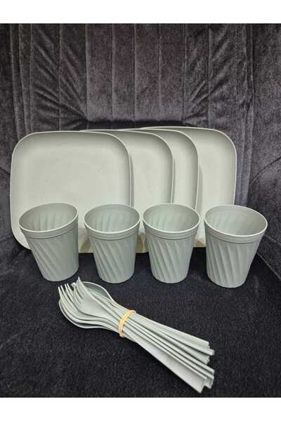 Leva House PİKNİK SETİ ÇANTALI 4 KİŞİLİK 21 PARÇA PİKNİK SETİ 30X30 CM