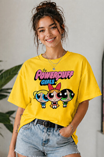ArtYus Powerpuff Girls Printed Unisex Oversize T-Shirt – Cotton Crew Neck Cas...