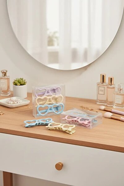 Miniso مجموعة مشابك شعر على شكل قلب من السلسلة الأساسية - 3 قطع مشابك ملونة