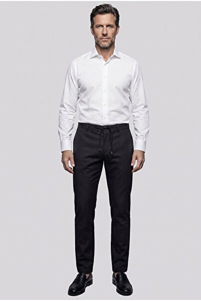 Bisse White Regular Fit Cotton Pocketless Classic Long Collar Shirt