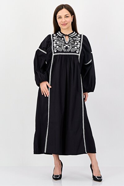 Rufaya Women Embroidered Maxi Dress, Black