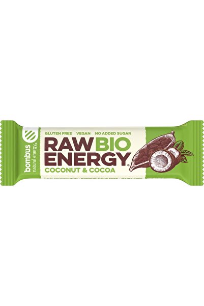 bombus Baton energizant bio, Raw Energy, cu nuca de cocos si cacao 50g