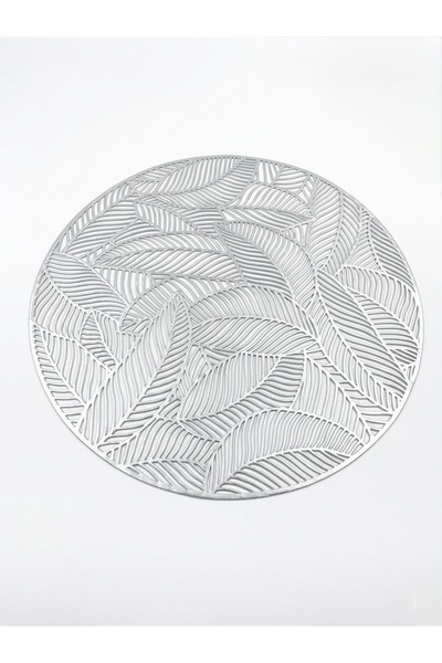 CEYLAN AVM34 38x38 cm Gümüş Yaprak Desenli Dekoratif Amerikan Servis / Supla