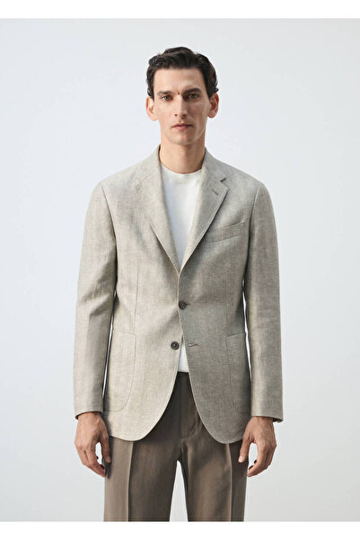 MANGO Man %100 keten slim fit blazer