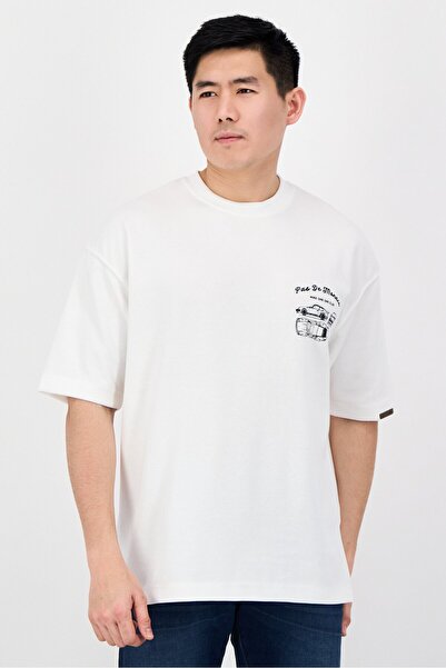 Pas De Monaco Men Crew Neck Short Sleeve Graphic Print T-Shirt, White