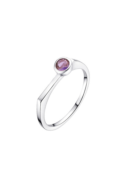 Lisa&Co. Inel Argint Round Stone 54 mm / Argint placat cu rodiu / Zircon violet