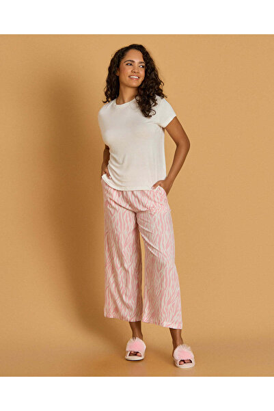 REDTAG Women White And Pink Printed Pyjama Set