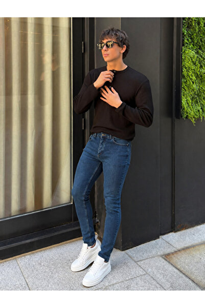 hacker Erkek Comfort Fit Slim Fit K.Mavi Klasik Kot Pantolon