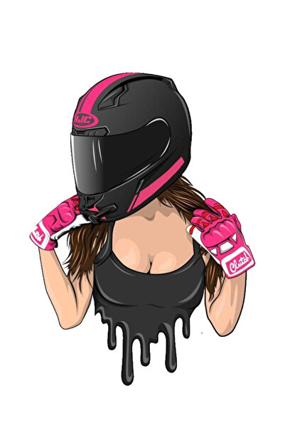 MegaSticker Pembe eldivenli motorcu etiket Araba, Motorsiklet, Kask, Laptop, ...