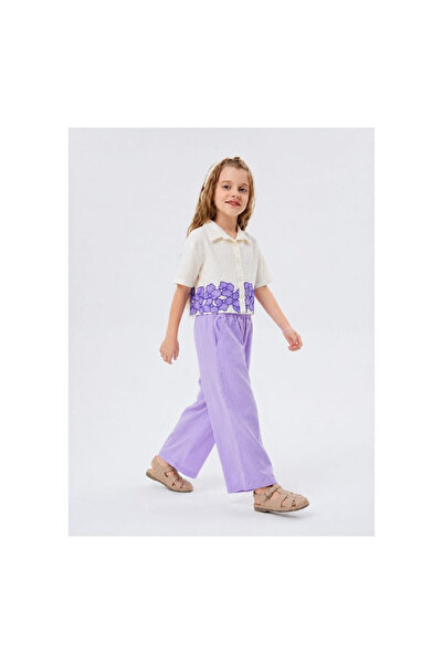 JABBER Girls' Embroidered Flower Decorated Muslin Set