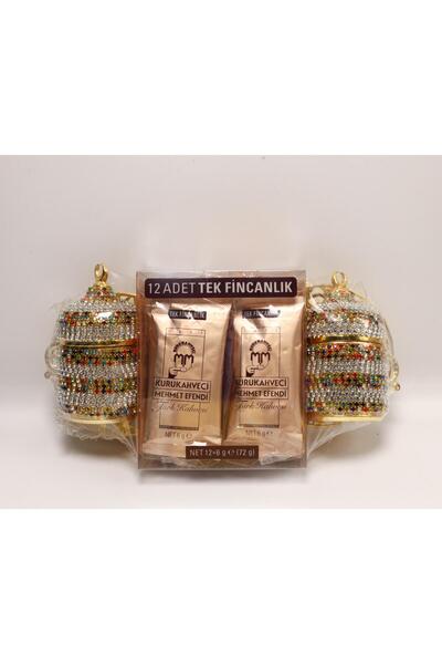ay çerçeve Double Coffee Set with Coffee and Mixed Stones