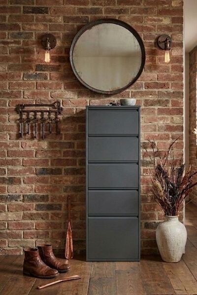 EVİTAÇ 5 Kapaklı Metal Ayakkabılık - Ultra İnce Modern Antre Organizer - Beya...