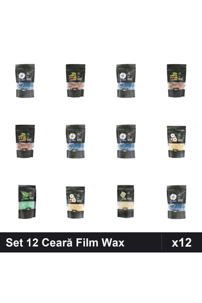 global fashion Set 12 Ceară Epilare Film Wax 100g - Azulene, Lemn Santal, Muș...