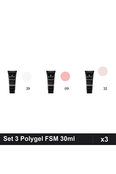 FSM Set 3 Polygel 30ml - Nr.29, Nr.09, Nr.32 - Constructie Unghii