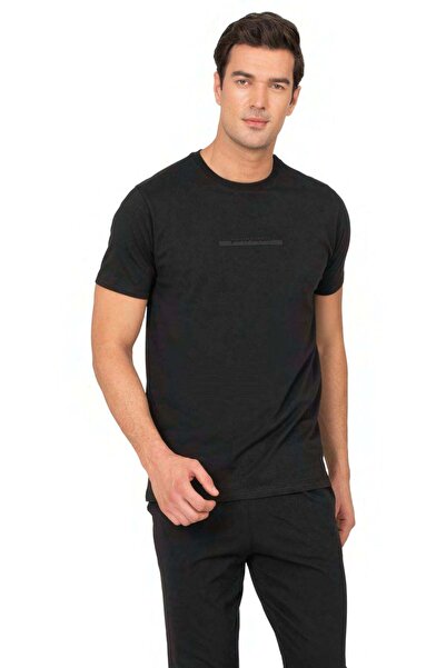 Pierre Cardin 6135B Men's Black Short Sleeve Round Neck Pajama Set