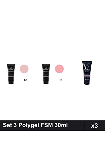 FSM Set 3 Polygel 30ml - Nr.12, Nr.07, Nr.22 - Constructie Unghii