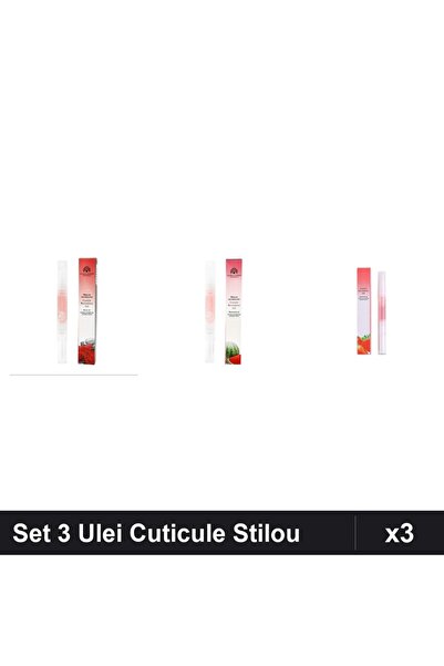 global fashion Set 3 Ulei Cuticule Tip Stilou - Trandafir, Pepene Verde, Stra...