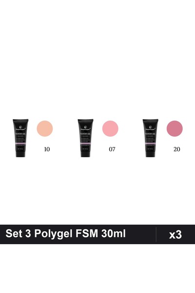 FSM Set 3 Polygel 30ml - Nr.10, Nr.07, Nr.20 - Constructie Unghii