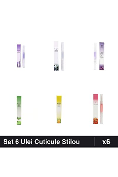 NAİLS Set 6 Ulei Cuticule Tip Stilou - Lavanda, Osmanthus, Mar Verde, Ananas,...