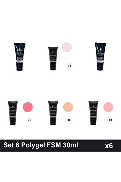 FSM Set 6 Polygel 30ml - Nr.23, Nr.32, Nr.17, Nr.21, Nr.10, Nr.09 - Construct...