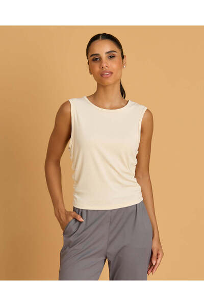REDTAG Women Ivory Plain Active T-Shirt