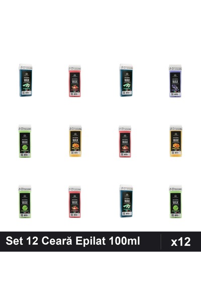 global fashion Set 12 Ceară Epilat Unică Folosință 100ml - Aloe Vera, Căpșuni...