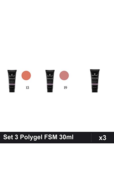 FSM Set 3 Polygel 30ml - Nr.13, Nr.19, Nr.01 CLEAR - Constructie Unghii