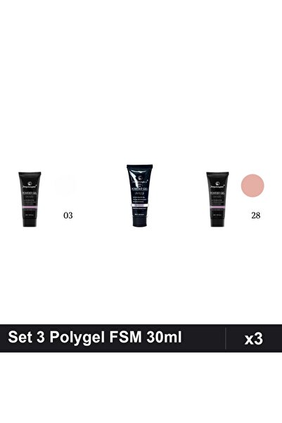 FSM Set 3 Polygel 30ml - Nr.03, Nr.14, Nr.28 - Constructie Unghii