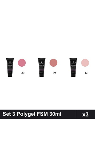 FSM Set 3 Polygel 30ml - Nr.20, Nr.19, Nr.12 - Constructie Unghii