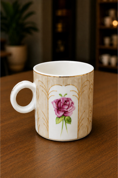 RUBİ PORSELEN Rose Patterned Porcelain Mug 200 ml