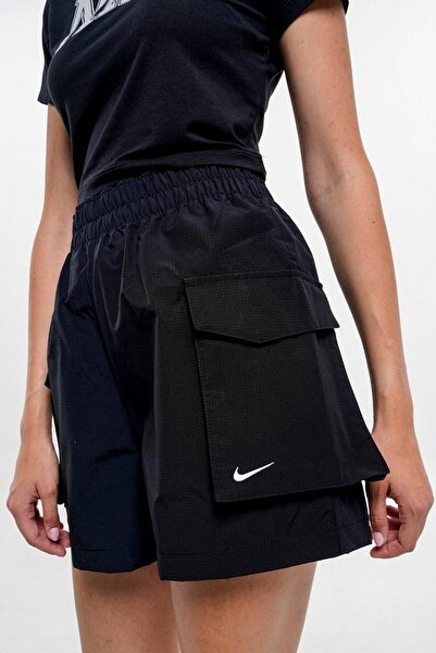 Nike NSW Essential Woven 5 Hr Cargo Short 5 inç Kargo Kadın Şort Siyah