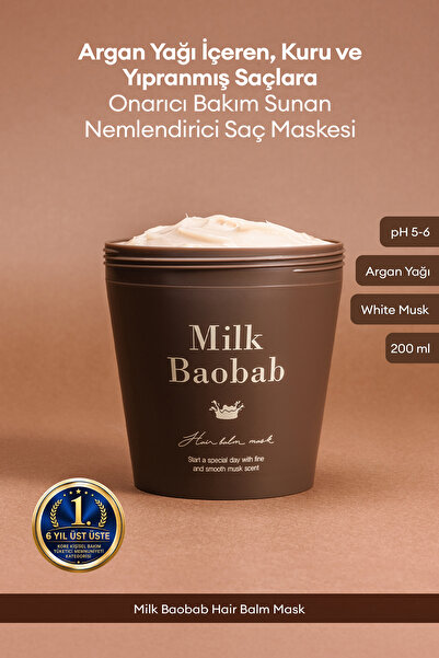 Milk Baobab Argan Yağ İçeren, Yıpranmış Kuru Saçı Onaran Nemlendirici Saç Mas...