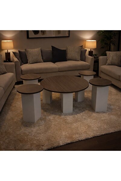 LastHome طقم طاولة شاي 5 قطع - خشب