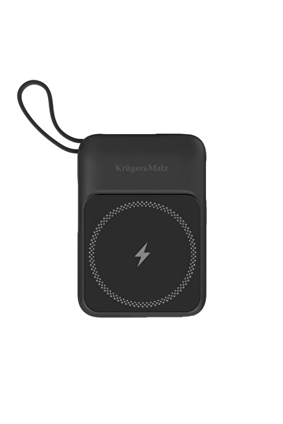 Kruger&Matz POWER BANK Kruger&amp;Matz 10000 mAh Mag Safe cu cablu negru