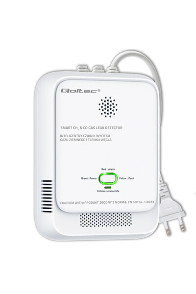 Qoltec Senzor de scurgere de gaz natural și monoxid de carbon |   alarma 85dB...