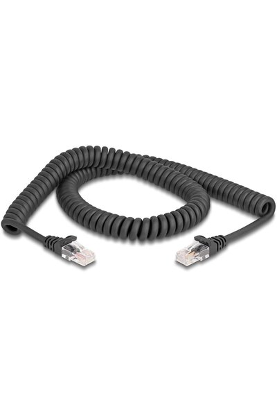 DELOCK RJ45 Spiralkabel Stecker zu Stecker Cat.5e 2m schwarz