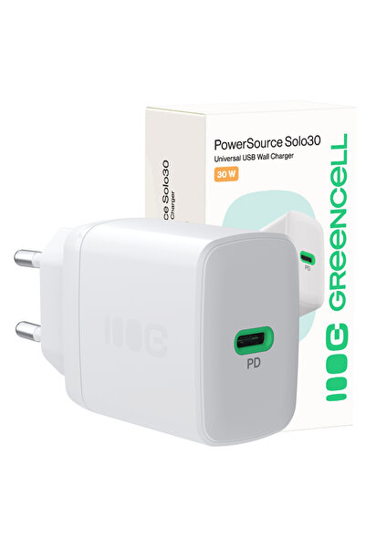 Greencell Încărcător de rețea PowerSource Solo30 30W 1xUSB-C PD 3.0 QC 4.0+ n...