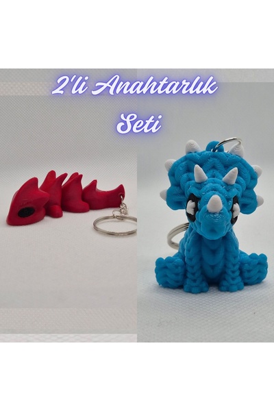 3DAtölyeMaker Fire Engine Red Flexible Dragon and Light Blue Knitted Pattern ...