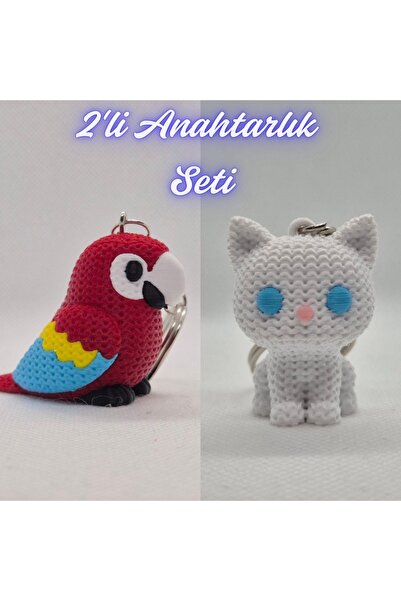 3DAtölyeMaker Fire Engine Red Knitted Pattern Parrot and White Knitted Patter...