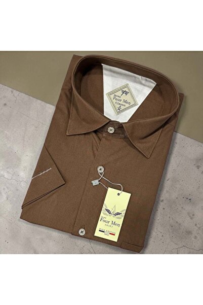 EREN STYLE Linen Classic 100% Cotton Short Sleeve Anti-Sweat Shirt