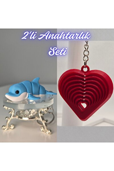 3DAtölyeMaker Light Blue Flexible Colorful Dolphin and Fire Engine Red Moving...