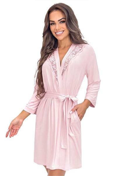 OEM Women's Viscose bathrobe - Sonia powder pink - 44/XXL