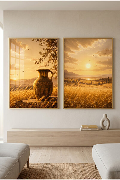 sayetablo Voice of Nature - Gerçek Cama Baskı Gold Alüminyum Metal Çerçeveli ...