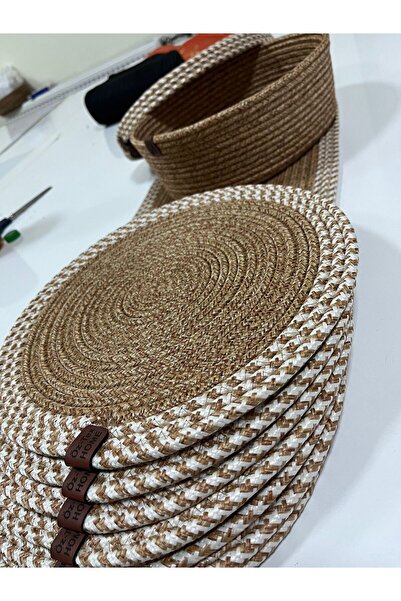 Öz-Tex Home Jute, Straw Color American Dinner Set, 6 Plates 1 Runner 6 Coaste...