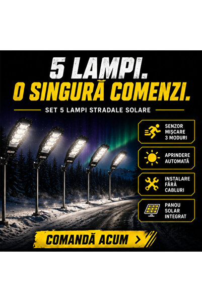 OEM SET 5x Lampa Stradala 1200W, Incarcare Solara (RO-V08)