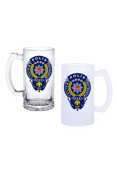 Ghostbastır Polis Teşkilatı Kulplu Bira Bardağı Buzlu veya Şeffaf Seçenekli 0180