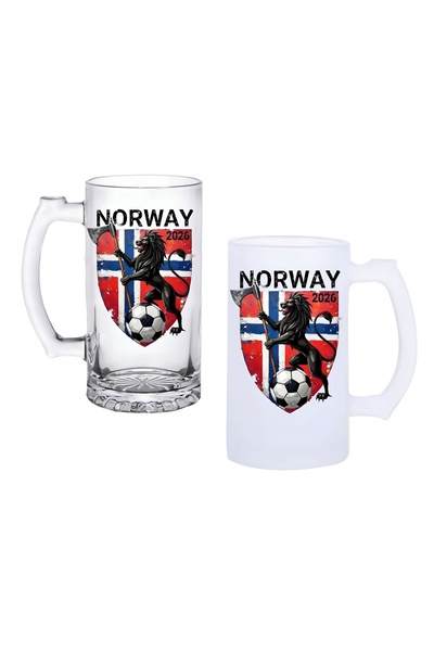 Ghostbastır Norwegian National Team Beer Glass with Handle, Frosted or Transp...